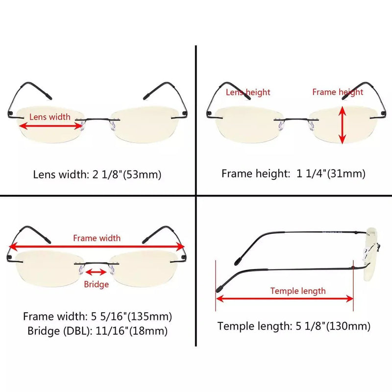 eyekeeper.com Rimless Blue Light Blocking Reading Glasses TMWK9903B Eyeglasses White Smoke Black / without magnification,Black / +0.50,Black / +1.00,Black / +1.25,Black / +1.50,Black / +1.75,Black / +2.00,Black / +2.25,Black / +2.50,Black / +3.00,Black / +3.50,Blue / without magnification,Blue / +0.50,Blue / +1.00,Blue / +1.25,Blue / +1.50,Blue