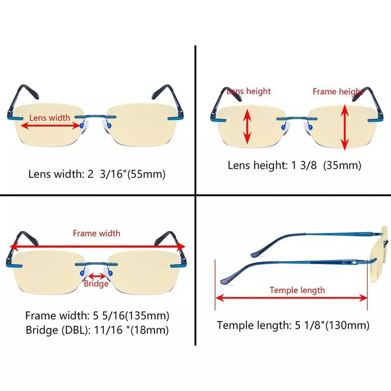 eyekeeper.com Rimless Blue Light Blocking Reading Glasses TMWK9905A Eyeglasses White Smoke Black / without magnification,Black / +0.50,Black / +1.00,Black / +1.25,Black / +1.50,Black / +1.75,Black / +2.00,Black / +2.50,Black / +3.00,Black / +3.50,Blue / without magnification,Blue / +0.50,Blue / +1.00,Blue / +1.25,Blue / +1.50,Blue / +1.75,Blue
