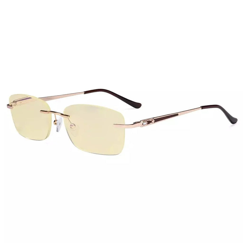 eyekeeper.com Rimless Blue Light Blocking Reading Glasses TMWK9905A Eyeglasses White Smoke Gold / without magnification,Gold / +0.50,Gold / +1.00,Gold / +1.25,Gold / +1.50,Gold / +1.75,Gold / +2.00,Gold / +2.50,Gold / +3.00,Gold / +3.50