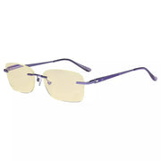 eyekeeper.com Rimless Blue Light Blocking Reading Glasses TMWK9905A Eyeglasses White Smoke Purple / without magnification,Purple / +0.50,Purple / +1.00,Purple / +1.25,Purple / +1.50,Purple / +1.75,Purple / +2.00,Purple / +2.50,Purple / +3.00,Purple / +3.50