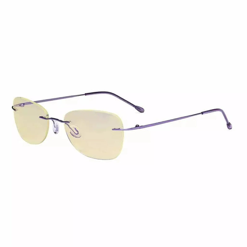eyekeeper.com Rimless Blue Light Blocking Reading Glasses TMWK9907B Eyeglasses White Smoke Purple / without magnification,Purple / +0.50,Purple / +1.00,Purple / +1.25,Purple / +1.50,Purple / +1.75,Purple / +2.00,Purple / +2.50,Purple / +3.00,Purple / +3.50