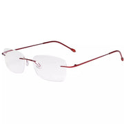 eyekeeper.com Rimless Metal Scholar Reading Glasses RWK9905 Eyeglasses White Smoke Red / without magnification,Red / +0.50,Red / +1.00,Red / +1.25,Red / +1.50,Red / +1.75,Red / +2.00,Red / +2.25,Red / +2.50,Red / +3.00,Red / +3.50