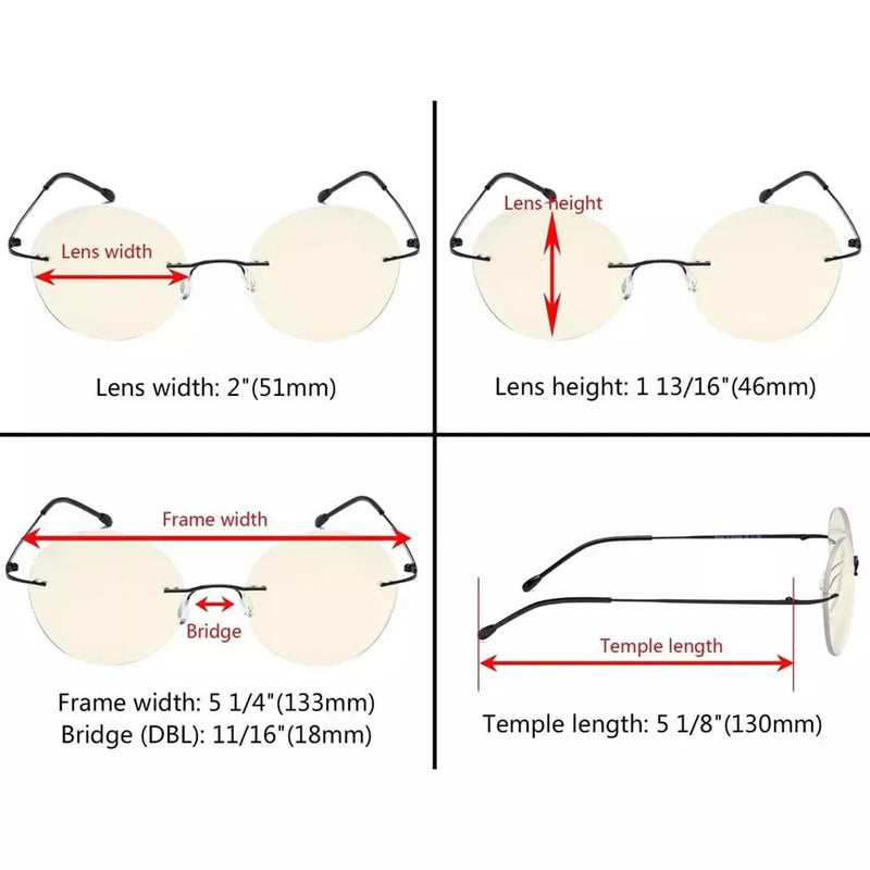 eyekeeper.com Rimless Multifocus Progressive Readers MWK9910 Eyeglasses White Smoke Black / +2.00,Black / +2.25,Gold / +1.75,Purple / +2.00,Purple / +3.00,Red / +1.50