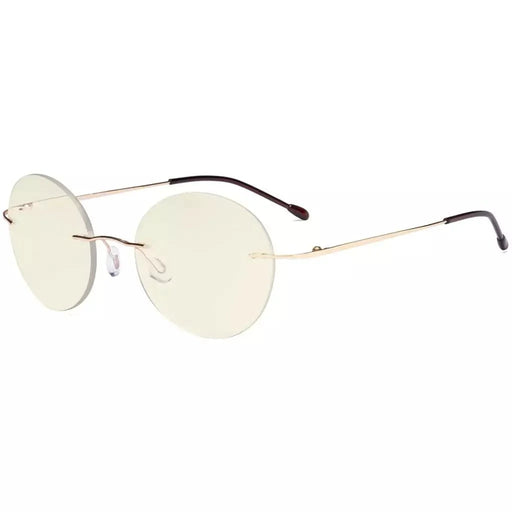 eyekeeper.com Rimless Multifocus Progressive Readers MWK9910 Eyeglasses White Smoke Gold / +1.75