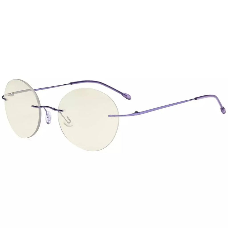 eyekeeper.com Rimless Multifocus Progressive Readers MWK9910 Eyeglasses White Smoke Purple / +2.00,Purple / +3.00