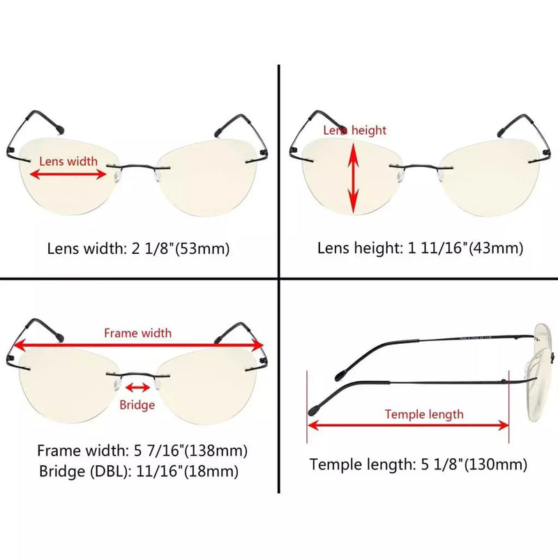 eyekeeper.com Rimless Pilot Progressive Multifocus Reading Glasses MWK9901B Eyeglasses White Smoke Black / +1.00,Black / +1.25,Black / +1.50,Black / +1.75,Black / +2.00,Black / +2.25,Black / +2.50,Black / +3.00,Black / +3.50,Gold / +1.00,Gold / +1.25,Gold / +3.00,Gold / +3.50,Gunmetal / +1.00,Gunmetal / +1.25,Gunmetal / +1.50,Gunmetal / +1.75,Gunmetal
