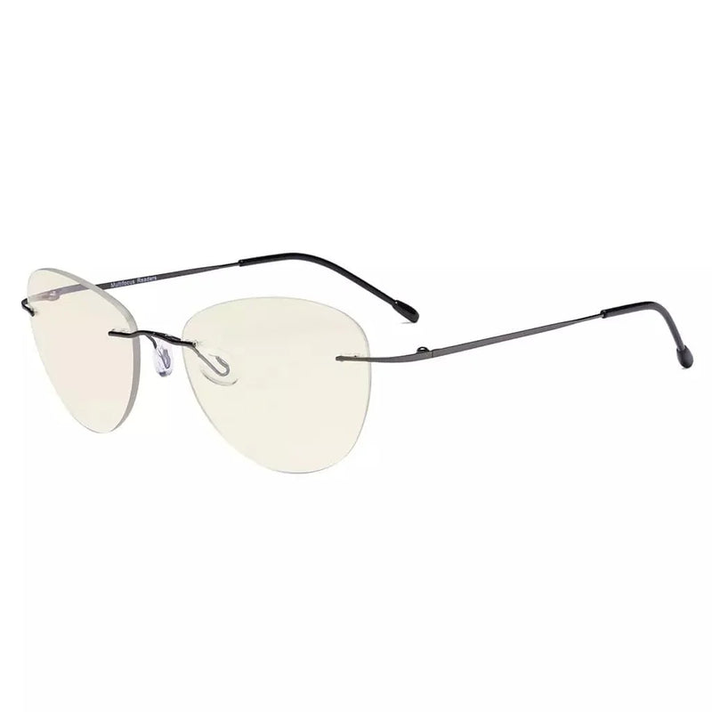 eyekeeper.com Rimless Pilot Progressive Multifocus Reading Glasses MWK9901B Eyeglasses White Smoke Gunmetal / +1.00,Gunmetal / +1.25,Gunmetal / +1.50,Gunmetal / +1.75,Gunmetal / +3.00,Gunmetal / +3.50