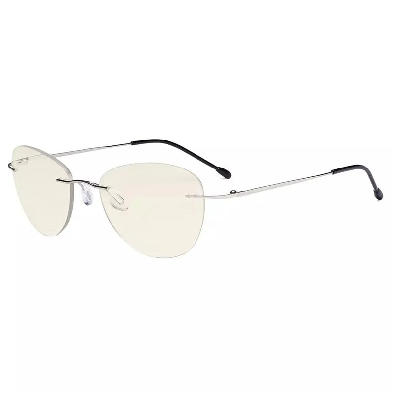 eyekeeper.com Rimless Pilot Progressive Multifocus Reading Glasses MWK9901B Eyeglasses White Smoke Silver / +1.00,Silver / +1.25,Silver / +1.50,Silver / +3.00,Silver / +3.50
