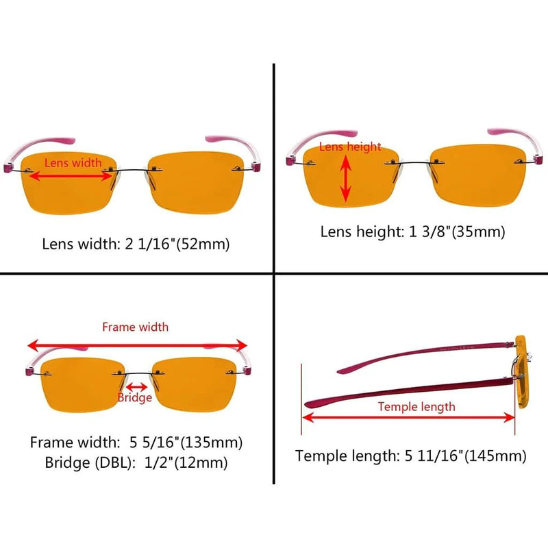 eyekeeper.com Rimless Rectangle Blue Light Blocking Eyeglasses DS14009 Eyeglasses White Smoke Black Red / without magnification,Gunmetal Blue / without magnification,Purple / without magnification