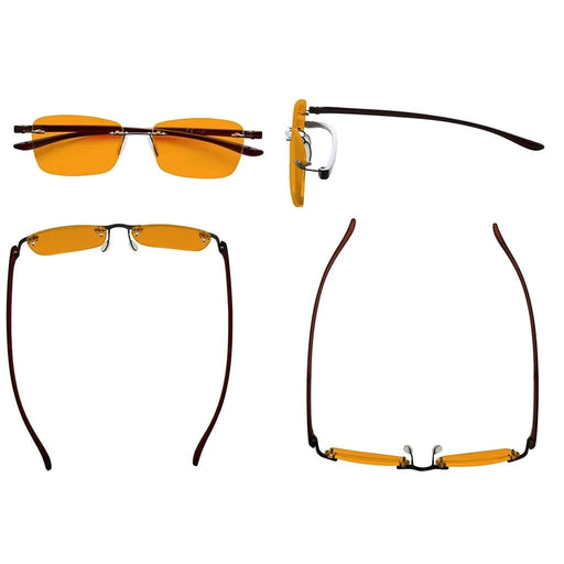 eyekeeper.com Rimless Rectangle Blue Light Blocking Eyeglasses DS14009 Eyeglasses White Smoke Black Red / without magnification,Gunmetal Blue / without magnification,Purple / without magnification