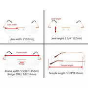 eyekeeper.com Rimless Rectangle Reading Glasses R1612 Eyeglasses White Smoke Gold / +0.50,Gold / +0.75,Gold / +1.00,Gold / +1.25,Gold / +1.75,Black / +0.50,Black / +0.75,Black / +1.00,Black / +1.50,Black / +2.00,Gunmetal / +0.50,Gunmetal / +1.00,Gunmetal / +1.25,Gunmetal / +2.00,Gunmetal / +2.50