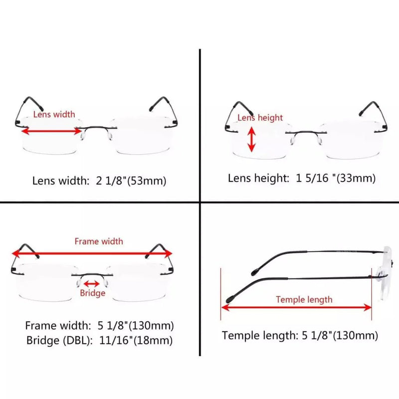 eyekeeper.com Rimless Spectacle Rectangle Reading Glasses RWK9904 Eyeglasses White Smoke Black / without magnification,Black / +0.50,Black / +1.00,Black / +1.25,Black / +1.50,Black / +1.75,Black / +2.00,Black / +2.25,Black / +2.50,Black / +3.00,Black / +3.50,Brown / without magnification,Brown / +0.50,Brown / +1.00,Brown / +1.25,Brown / +1.50