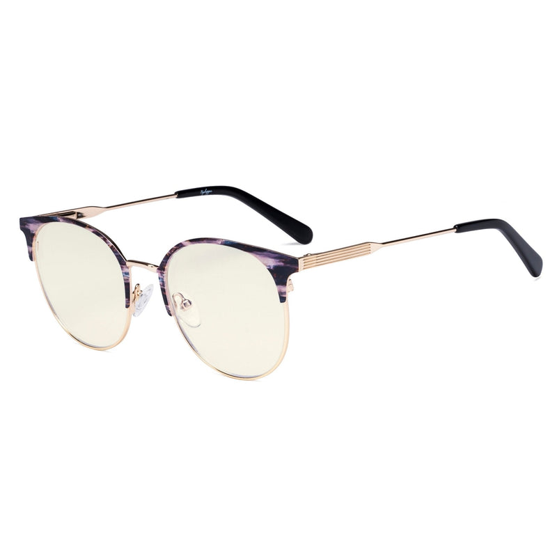 eyekeeper.com Rimmed Design Blue Light Filter Eyeglasses LX19001-BB40 Eyeglasses White Smoke Gold Black / without magnification