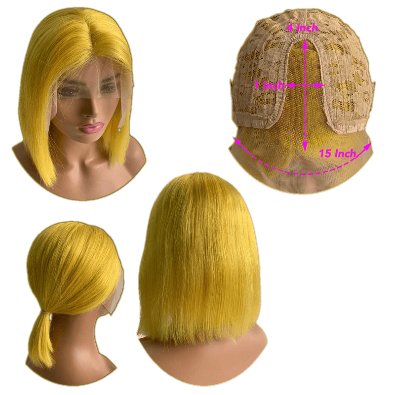 VIP Extensions RIO Lace Front U-Part Human Hair Bob Wig, Straight Wig Black 12'' / PURPLE,12'' / YELLOW,12'' / GREEN,12'' / ORANGE