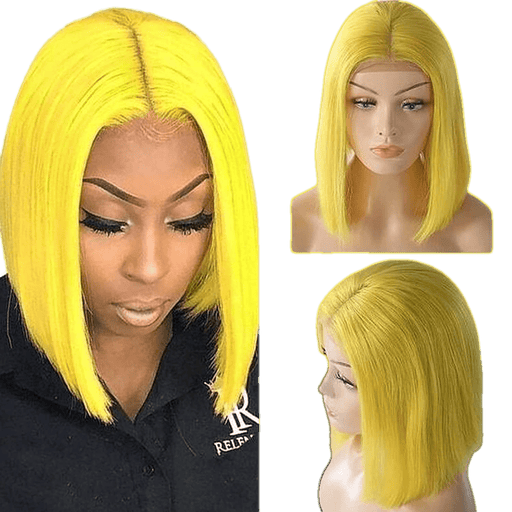 VIP Extensions RIO Lace Front U-Part Human Hair Bob Wig, Straight Wig Black 12'' / PURPLE,12'' / YELLOW,12'' / GREEN,12'' / ORANGE