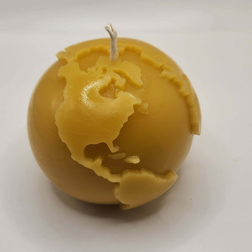 SAVAGE BEE-CHES® Earth Globe Beeswax Candle – 6.9 oz Light Gray
