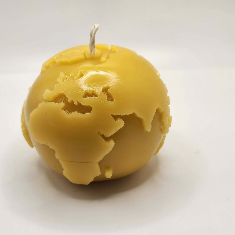SAVAGE BEE-CHES® Earth Globe Beeswax Candle – 6.9 oz Antique White
