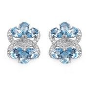 Bids.com 10.26 Carat Genuine Blue Topaz & White Topaz .925 Sterling Silver Earrings Earrings White Smoke Default Title
