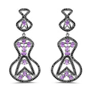 Bids.com 5.30 Carat Genuine Amethyst and Black Spinel .925 Sterling Silver Earrings Earrings White Smoke Default Title