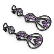 Bids.com 5.30 Carat Genuine Amethyst and Black Spinel .925 Sterling Silver Earrings Earrings White Smoke