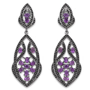 Bids.com 5.74 Carat Genuine Amethyst and Black Spinel .925 Sterling Silver Earrings Earrings White Smoke Default Title