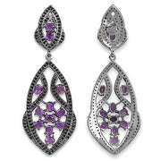 Bids.com 5.74 Carat Genuine Amethyst and Black Spinel .925 Sterling Silver Earrings Earrings White Smoke