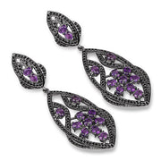 Bids.com 5.74 Carat Genuine Amethyst and Black Spinel .925 Sterling Silver Earrings Earrings White Smoke