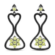 Bids.com 6.93 Carat Genuine Peridot and Black Spinel .925 Sterling Silver Earrings Earrings White Smoke Default Title