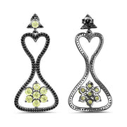 Bids.com 6.93 Carat Genuine Peridot and Black Spinel .925 Sterling Silver Earrings Earrings White Smoke