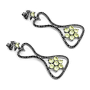 Bids.com 6.93 Carat Genuine Peridot and Black Spinel .925 Sterling Silver Earrings Earrings White Smoke