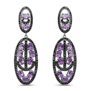 Bids.com 12.45 Carat Genuine Amethyst and Black Spinel .925 Sterling Silver Earrings Earrings White Smoke Default Title