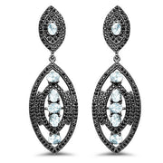 Bids.com 8.80 Carat Genuine Blue Topaz and Black Spinel .925 Sterling Silver Earrings Earrings White Smoke Default Title