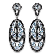 Bids.com 13.80 Carat Genuine Blue Topaz and Black Spinel .925 Sterling Silver Earrings Earrings White Smoke Default Title