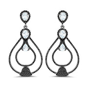 Bids.com 8.81 Carat Genuine Blue Topaz and Black Spinel .925 Sterling Silver Earrings Earrings White Smoke Default Title