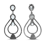 Bids.com 8.81 Carat Genuine Blue Topaz and Black Spinel .925 Sterling Silver Earrings Earrings White Smoke