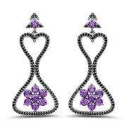 Bids.com 6.31 Carat Genuine Amethyst & Black Spinel .925 Sterling Silver Earrings Earrings White Smoke Default Title