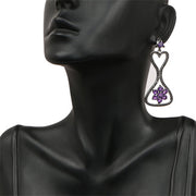 Bids.com 6.31 Carat Genuine Amethyst & Black Spinel .925 Sterling Silver Earrings Earrings White Smoke