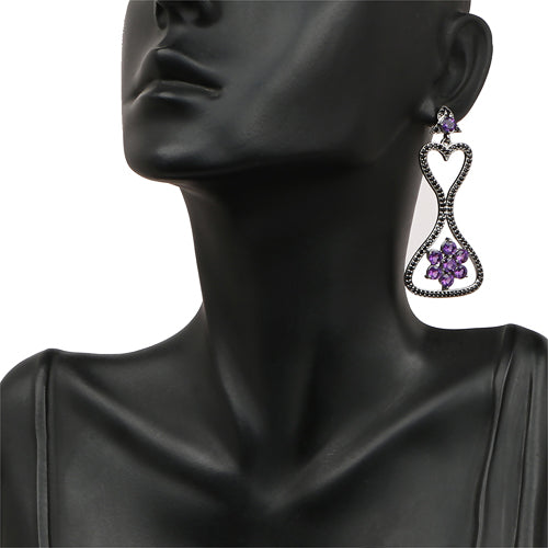 Bids.com 6.31 Carat Genuine Amethyst & Black Spinel .925 Sterling Silver Earrings Earrings White Smoke