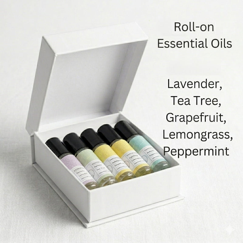 Lizush Essential Oils Roll-On with Crystals - set of 5 All Gifts Lavender No,Yes