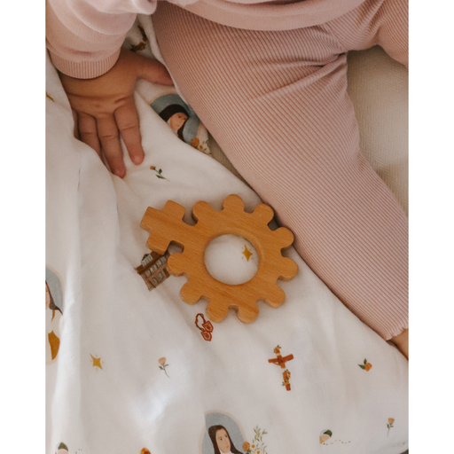 Be A Heart Baby's First Rosary Wooden Teether Baby Gray