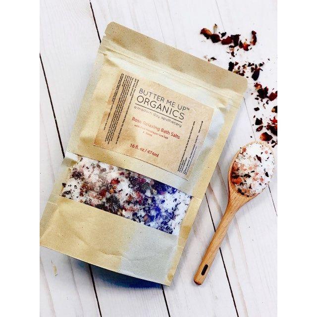 Butter Me Up Organics Organic Rose Salt Soak / Epsom Salt Soak / Pink Himalayan Sea Salt / Rose Absolut / Spa Gift / Butter Me Up Organics Bath Light Gray