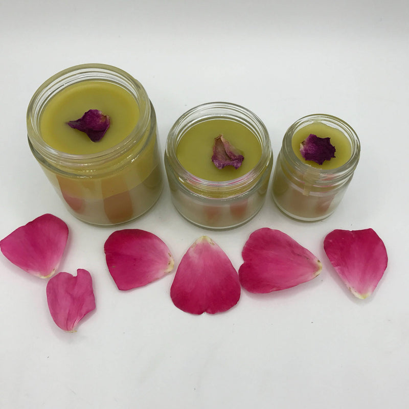 Rooted Earth Farm + Apothecary Rose Petals Salve Herbal Salves + Balms Light Gray 1 oz,2 oz,4 oz