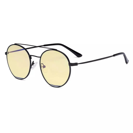 eyekeeper.com Round Anti Blue Light Glasses Yellow Lenses Eyewear LX19029-BB60 Eyeglasses White Smoke Black / without magnification,Gold Black / without magnification,Gold Red / without magnification