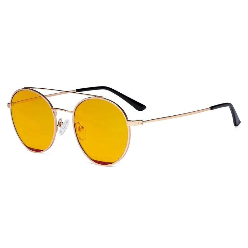 eyekeeper.com Round Blue Light Blocking Eyeglasses LX19029-BB90 Eyeglasses White Smoke Gold Red / without magnification