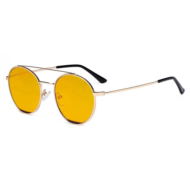 eyekeeper.com Round Blue Light Blocking Eyeglasses LX19029-BB90 Eyeglasses White Smoke Gold Black / without magnification
