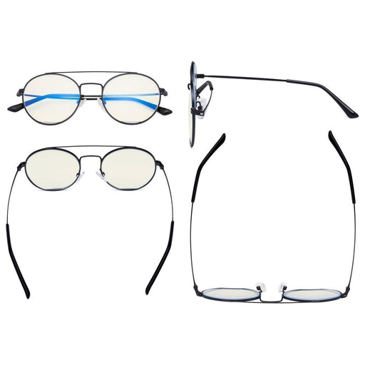 eyekeeper.com Round Blue Light Filter Eyeglasses LX19029-BB40 Eyeglasses Dark Slate Gray Black / without magnification,Gold Black / without magnification,Gold Red / without magnification