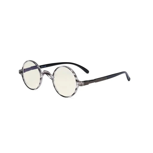 eyekeeper.com Round Blue Light Filter Readers UVR077BX Eyeglasses White Smoke Grey Tortoise / +2.50