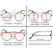 eyekeeper.com Round Blue Light Filter Eyeglasses LX19029-BB40 Eyeglasses Dark Slate Gray Black / without magnification,Gold Black / without magnification,Gold Red / without magnification