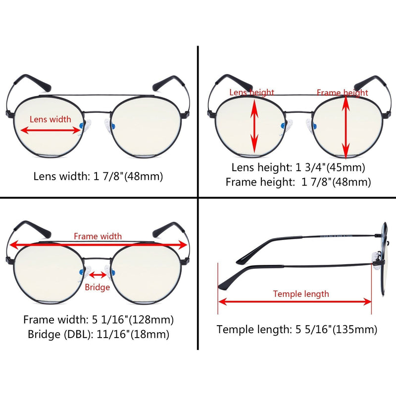 eyekeeper.com Round Blue Light Filter Eyeglasses LX19029-BB40 Eyeglasses Dark Slate Gray Black / without magnification,Gold Black / without magnification,Gold Red / without magnification