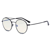 eyekeeper.com Round Blue Light Filter Eyeglasses LX19029-BB40 Eyeglasses White Smoke Black / without magnification